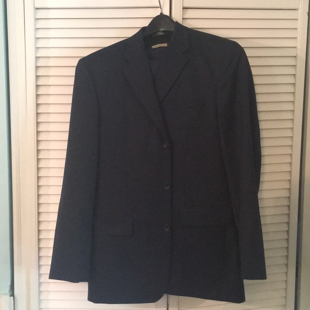 Men’s navy pinstripe three piece suit